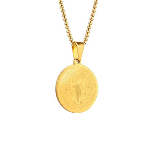 Colar Masculino em Aço Inox São Benedito