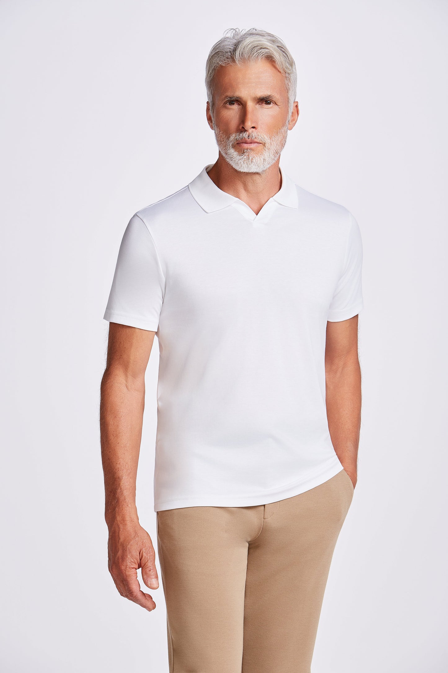 POLO PIMA COTTON GOLA V BRANCO