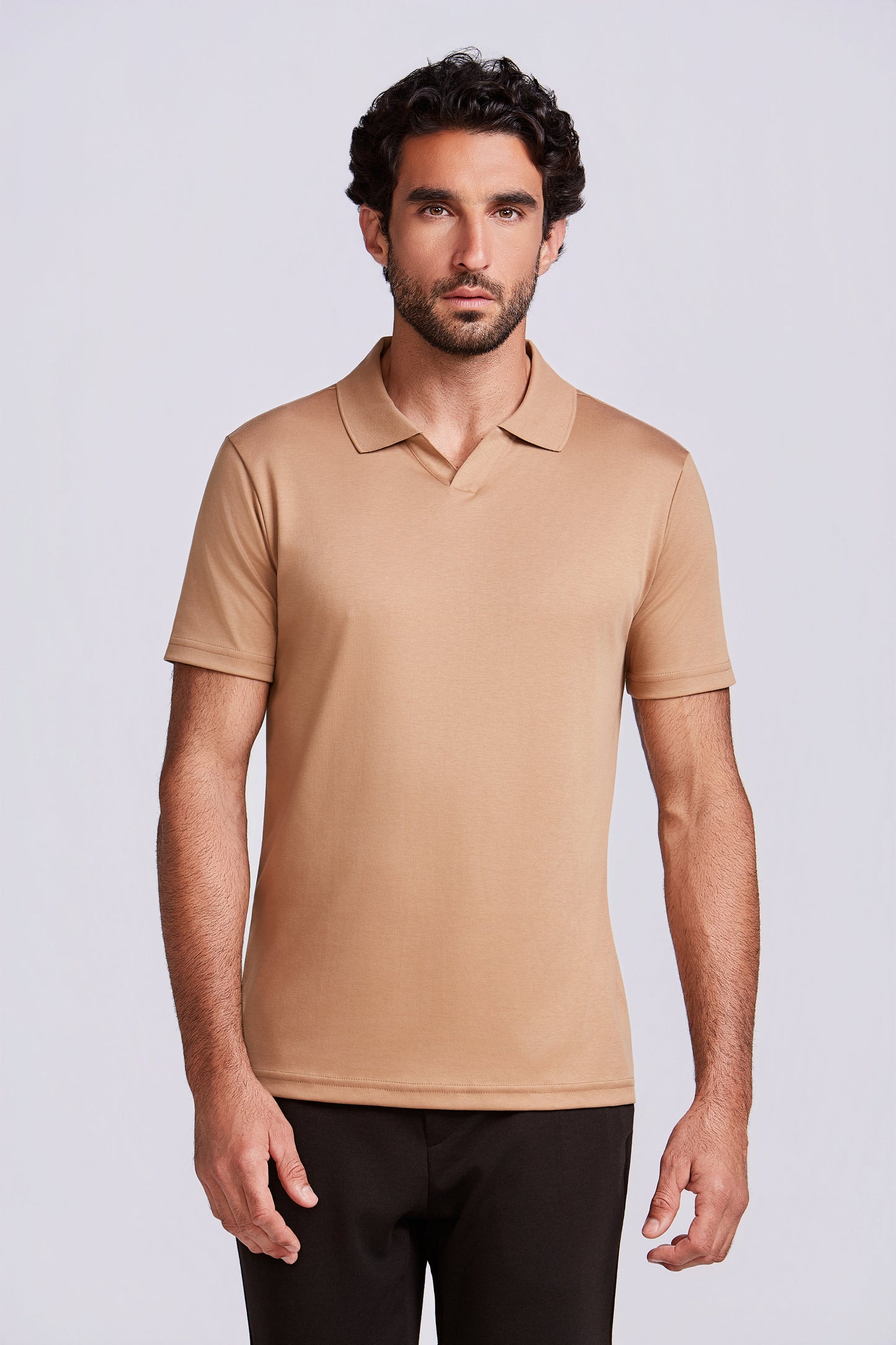 POLO PIMA COTTON GOLA V CHOCOLATE